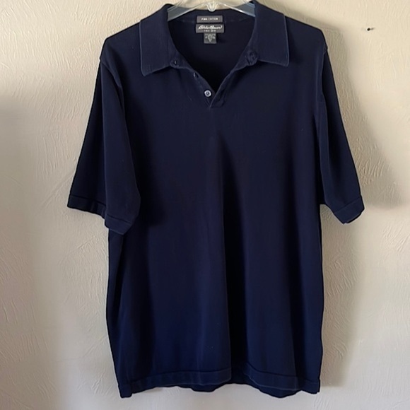 Eddie Bauer 100% Pima Cotton Men’s Polo size  XL Tall Navy Blue - Picture 1 of 13